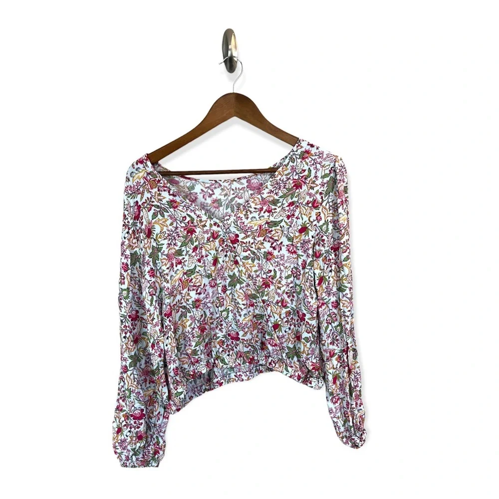 Loft jungle wrap back croppwd top M - Picture 6 of 7